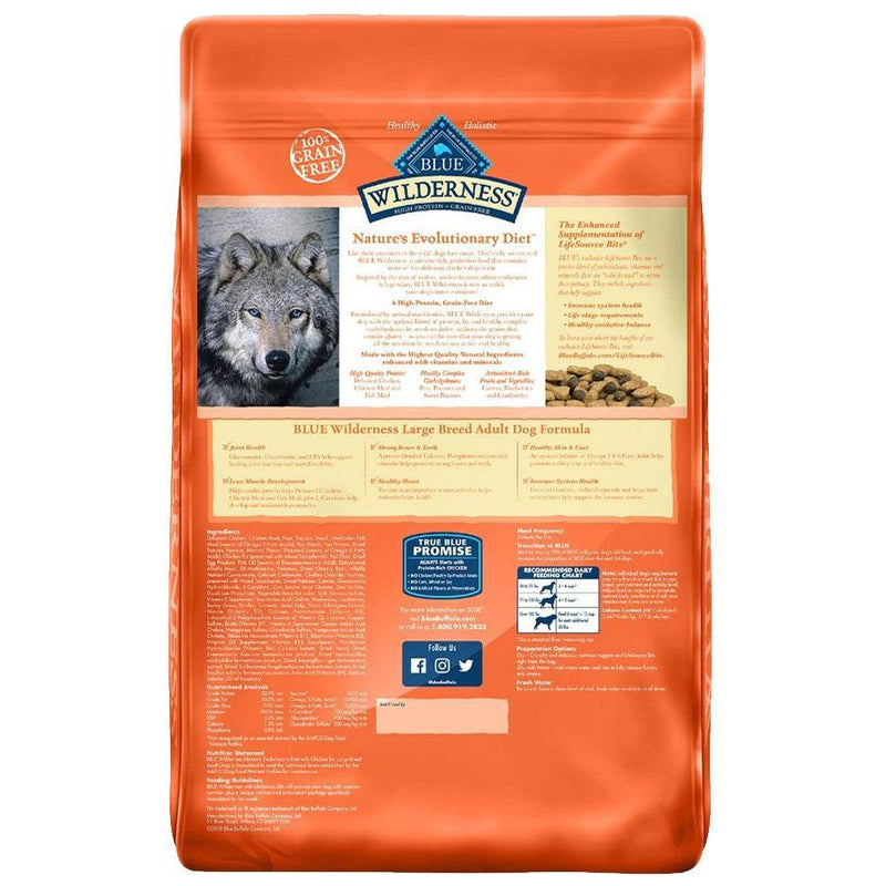 Blue Buffalo Wilderness Adult Large Breed Chicken Recipe Grain-Free Dry Dog Food - Petanada