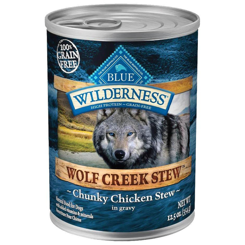 Blue Buffalo Wilderness Wolf Creek Stew Chunky Chicken Stew in Gravy Grain-Free Adult Canned Dog Food (12.5-oz, case of 12)
