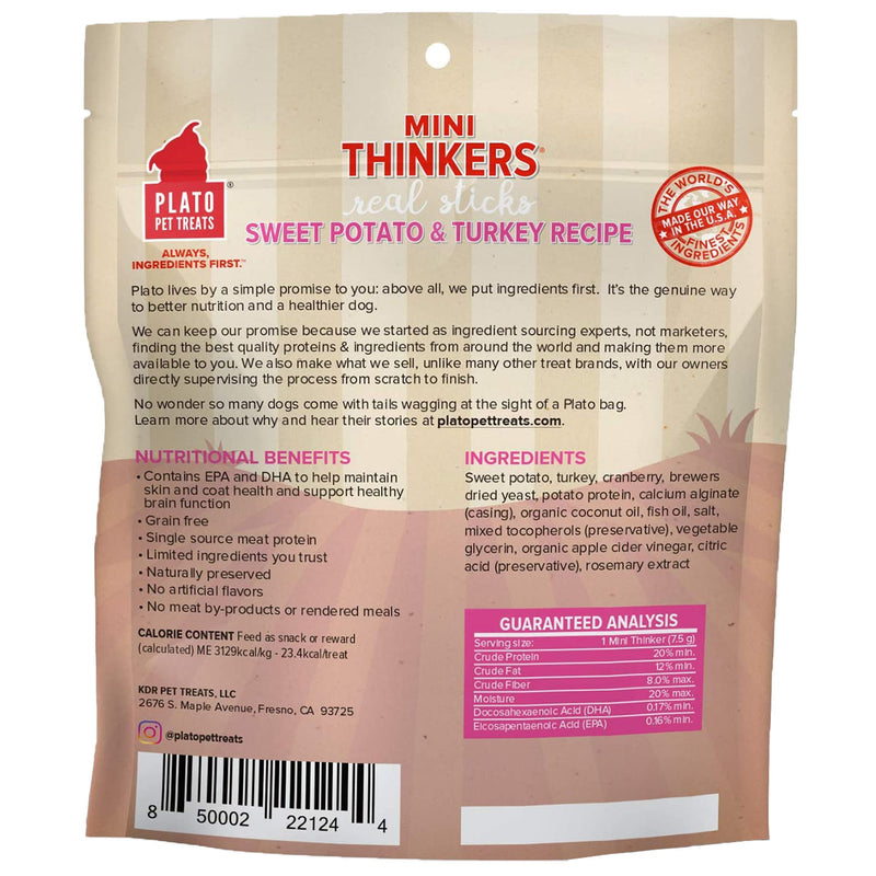 Plato Pet Treats Mini Thinkers Sweet Potato & Turkey Recipe Grain-Free Dog Treats