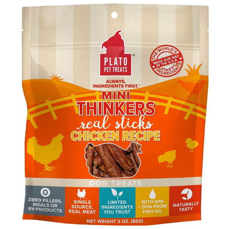Plato Pet Treats Limited Ingredient Diet Mini Thinkers Chicken Recipe Dog Treats