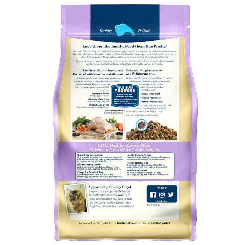 Blue Buffalo Kitten Healthy Growth Chicken & Brown Rice Recipe Dry Cat Food - Petanada