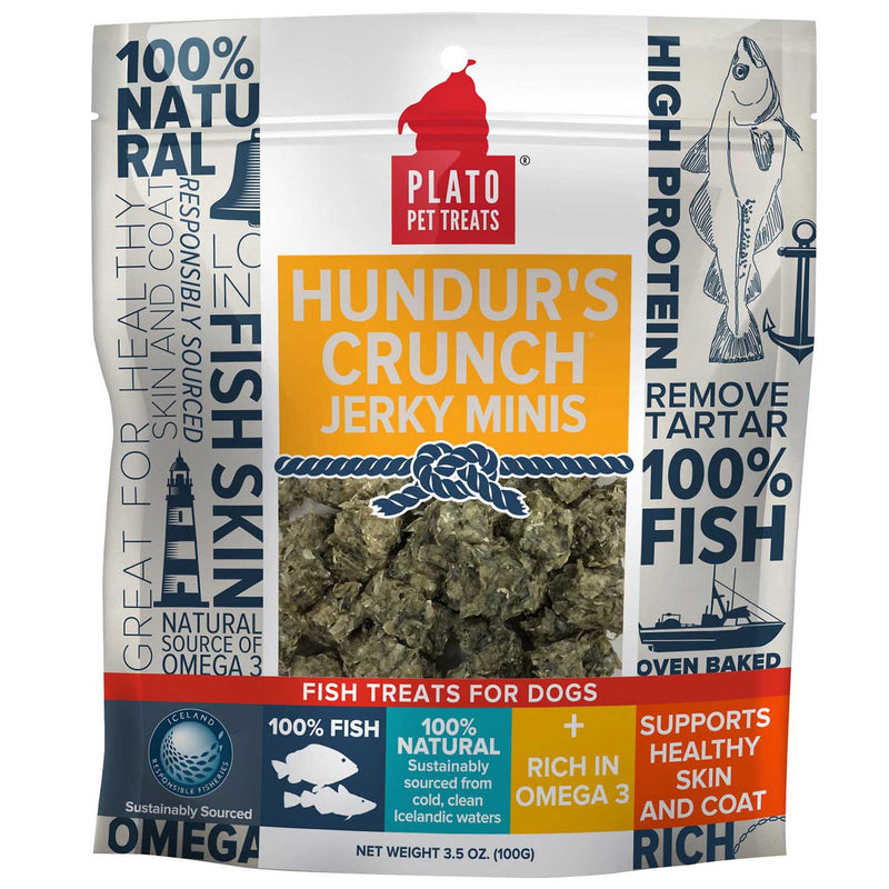Plato Pet Treats Hundur's Crunch Jerky Minis Fish Dog Treats