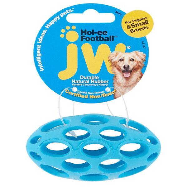 JW Pet Hol-ee Football Rubber Dog Toy, Color Varies