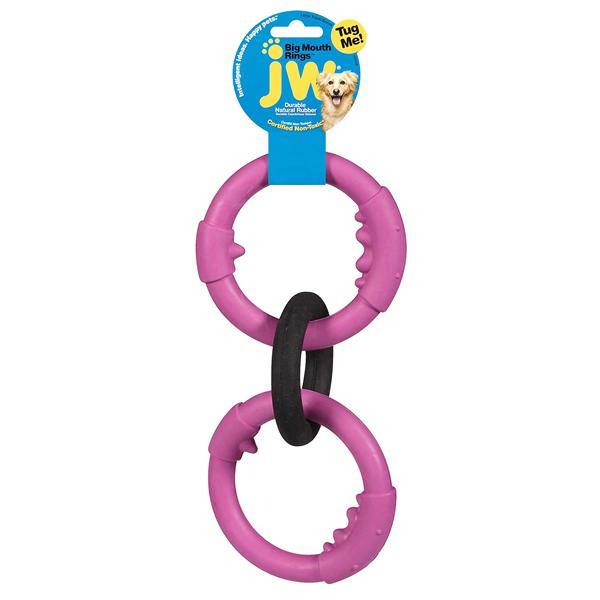JW Pet Big Mouth Rings Triple Rubber Dog Toy, Color Varies, Large