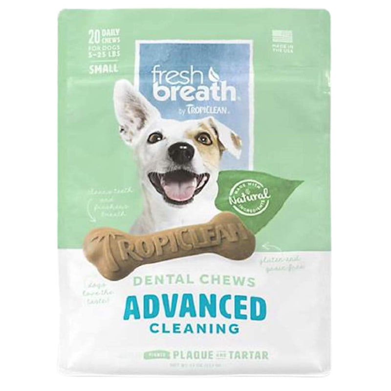 TropiClean Fresh Breath Dental Chew Advanced Cleaning Dog Treats, 20-count, Small