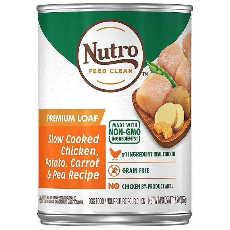 Nutro Premium Loaf Slow Cooked Chicken, Potato, Carrot & Pea Recipe Grain-Free Canned Dog Food (12.5-oz, case of 12)
