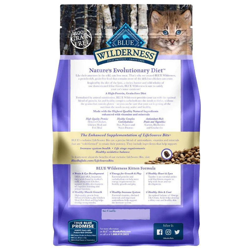 Blue Buffalo Wilderness Kitten Chicken Recipe Grain-Free Dry Cat Food - Petanada