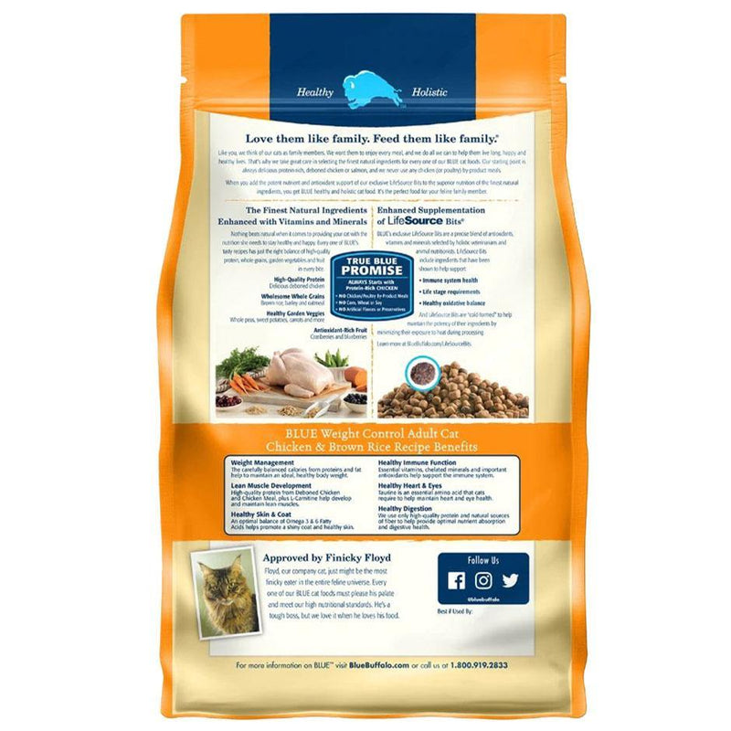 Blue Buffalo Weight Control Chicken & Brown Rice Recipe Adult Dry Cat Food - Petanada
