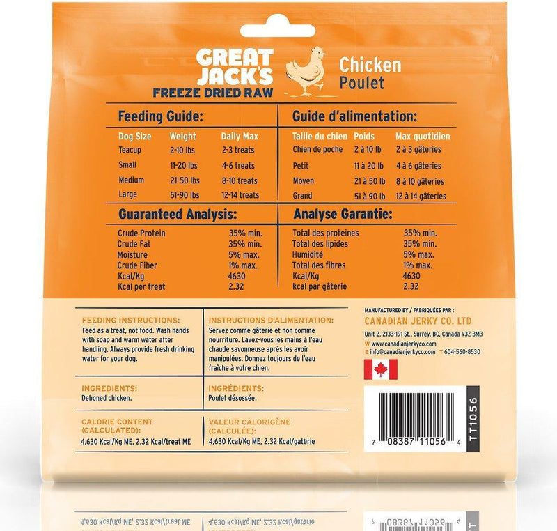 Great Jack's Freeze-Dried Raw Chicken Grain-Free Dog Treats - Petanada