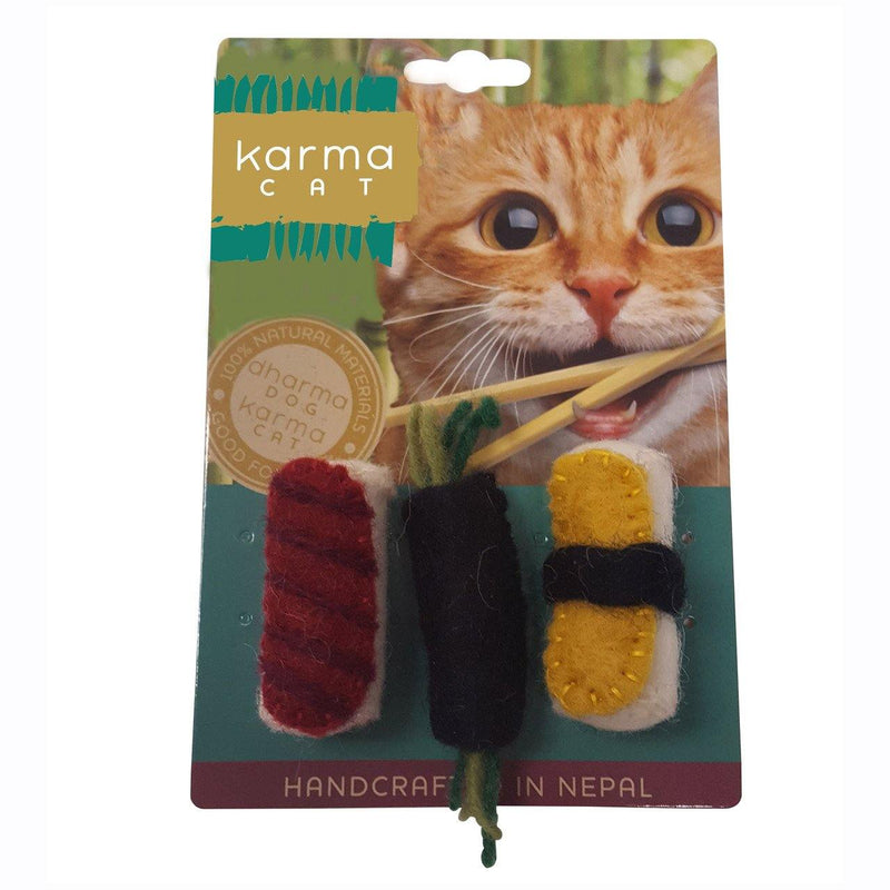 Dharma Dog Karma Cat Sushi Wool Cat Toy, 3-pack - Petanada