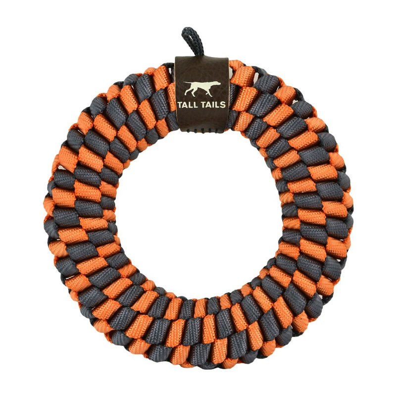 Tall Tails Orange & Charcoal Braided Rope Dog Toy (5" Ring)