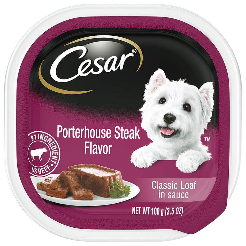Cesar Porterhouse Steak Flavor Classic Loaf in Sauce Dog Food Trays (3.5-oz, case of 12)