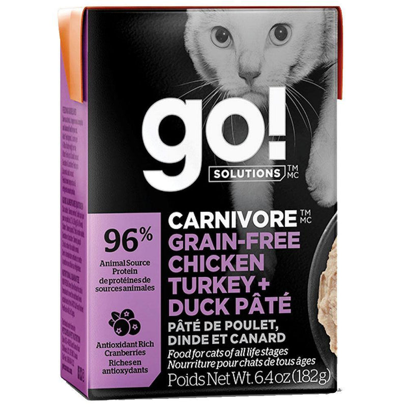 Go! CARNIVORE Grain Free Chicken, Turkey + Duck Pate Cat Food (6.4-oz, case of 24)