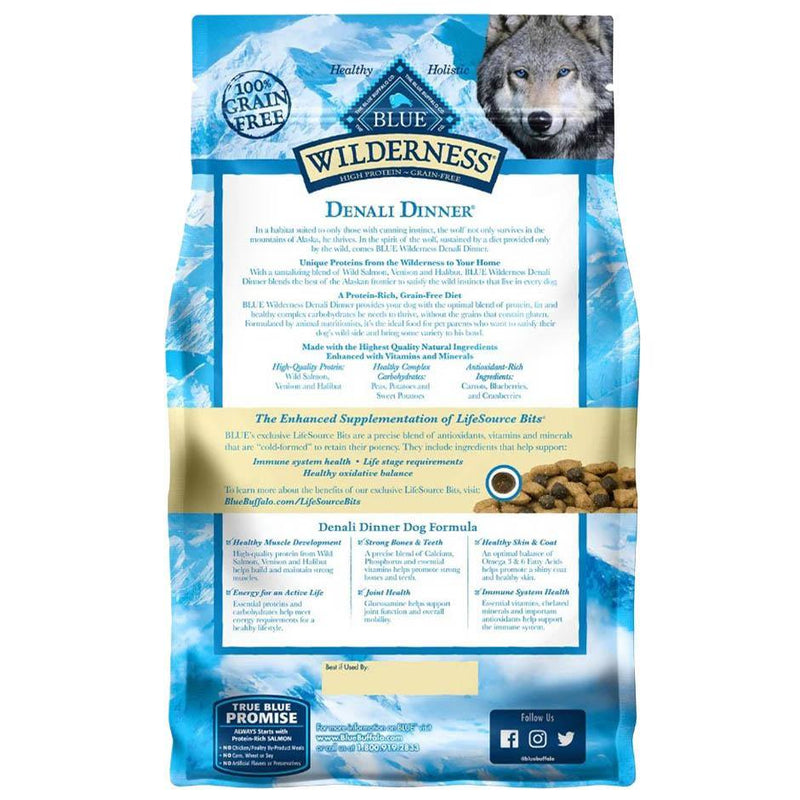 Blue Buffalo Wilderness Denali Dinner with Wild Salmon, Venison & Halibut Grain-Free Dry Dog Food - Petanada