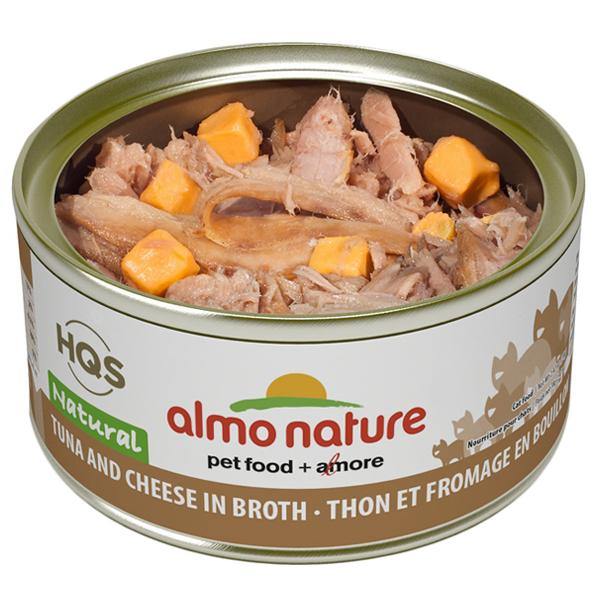Almo Nature HQS Natural Tuna & Cheese in Broth Grain-Free Canned Cat Food (2.47-oz, case of 24) - Petanada