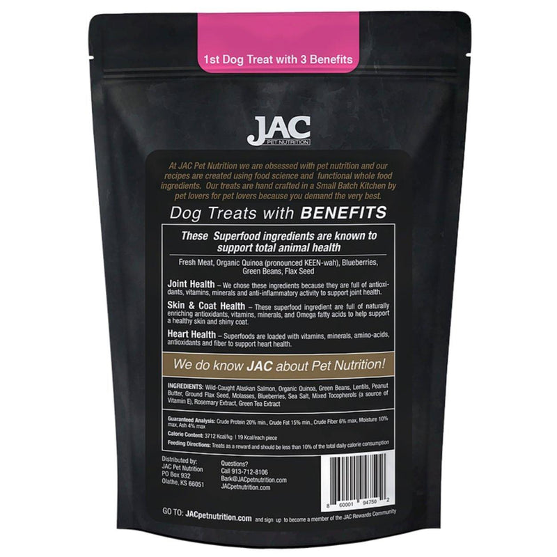 JAC Pet Nutrition Wild-Caught Alaskan Salmon & Organic Quinoa Gourmet Dehydrated Dog Treats (8-oz bag) - Petanada
