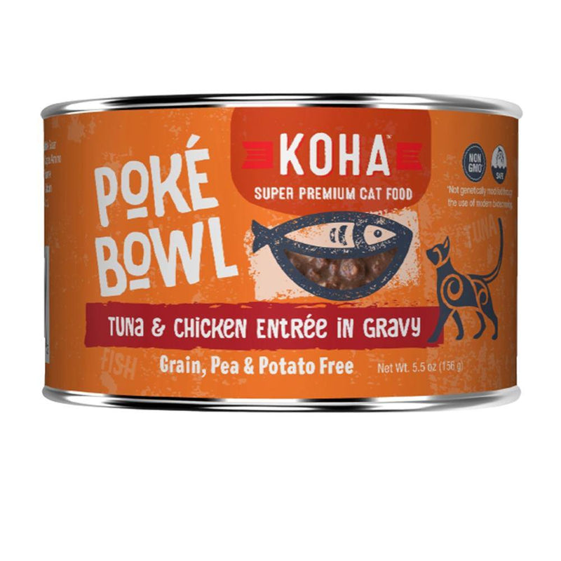 KOHA Poké Bowl Tuna & Chicken Entrée in Gravy Grain-Free Canned Cat Food (5.5-oz can, case of 24)