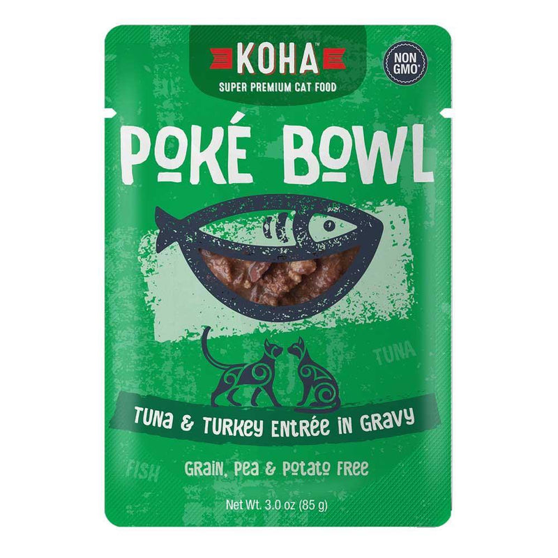 KOHA Poké Bowl Tuna & Turkey Entrée in Gravy Grain-Free Cat Food (3.0-oz pouch, case of 24)